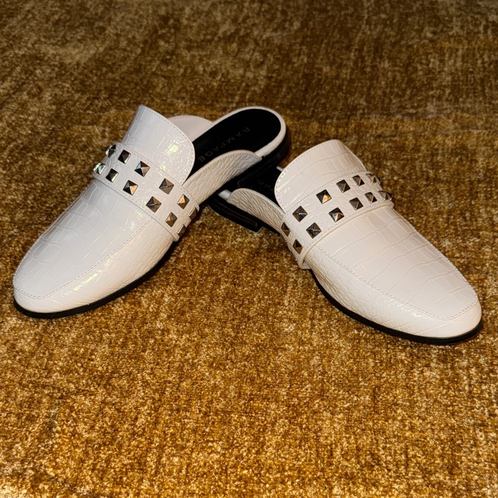White Studded Mules